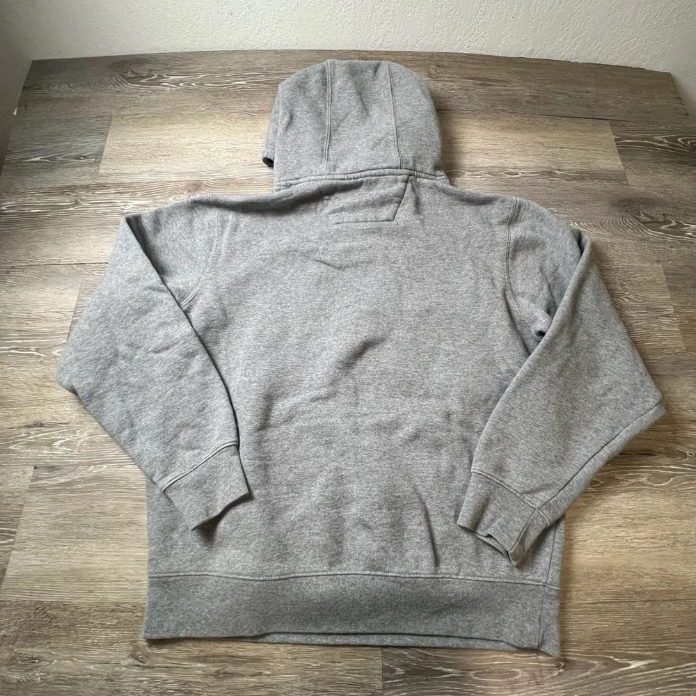 CAT Caterpillar Hoodie Mens Medium Grey Embroidered Logo Pullover Sweatshirt